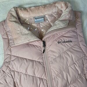 Columbia Heavenly Long Quilted Vest Womens Light Pink Medium Omni Heat Shield